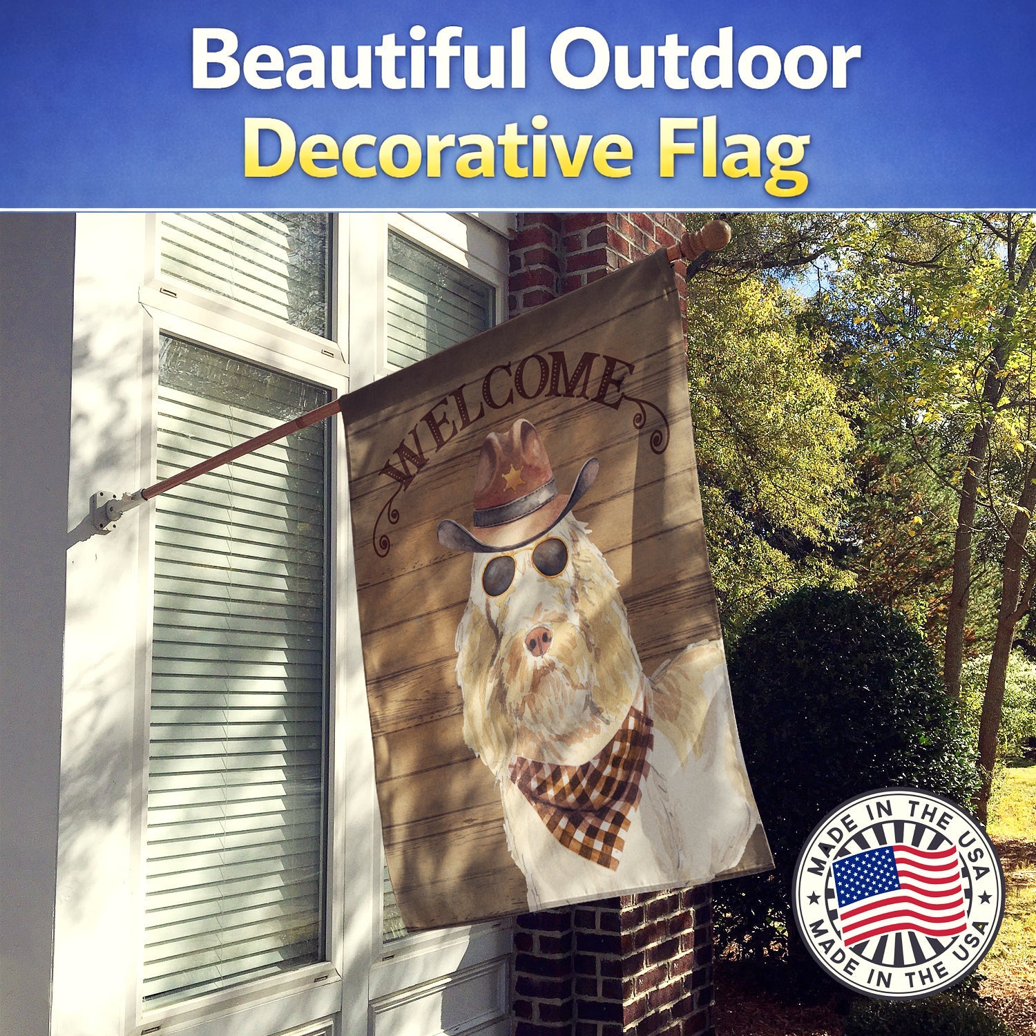 Spinone Italiano Country Dog House Flag 28x40 Porch Sleeve Pole Decorative Outside Yard Banner Artwork Wall Hanging, Polyester