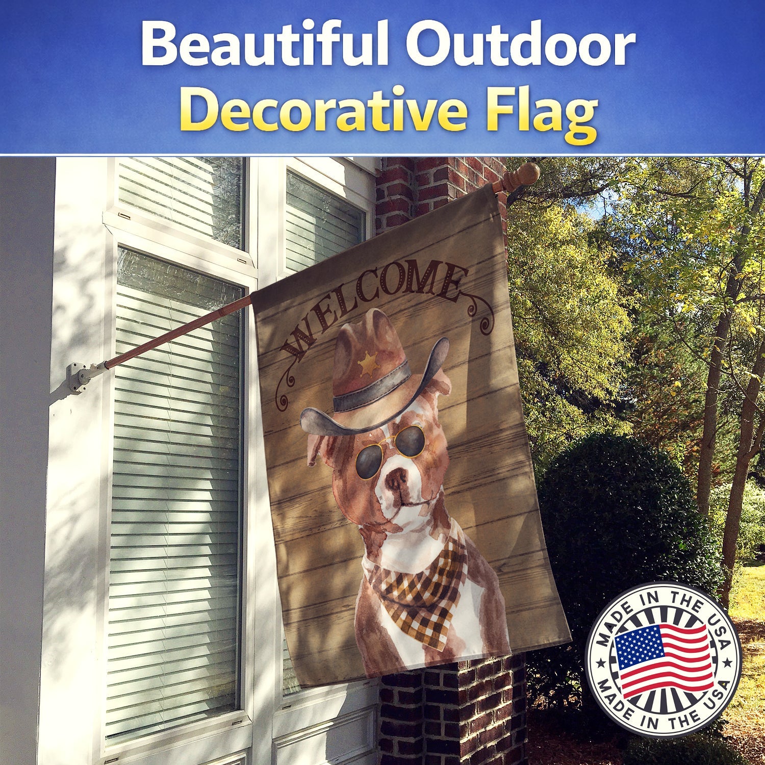 Staffordshire Bull Terrier #3 Country Dog House Flag 28x40 Porch Sleeve Pole Decorative Outside Yard Banner Artwork Wall Hanging, Polyester