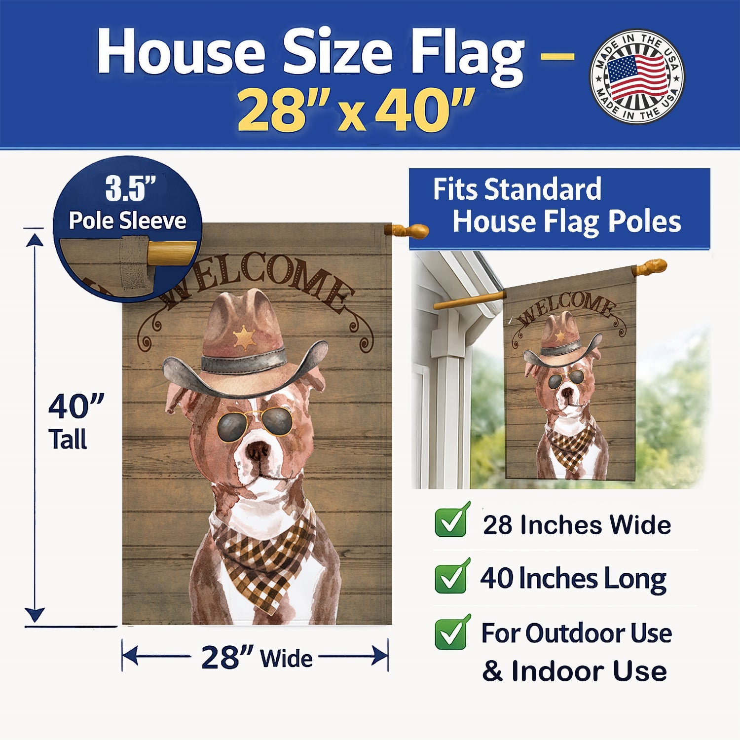 Staffordshire Bull Terrier #3 Country Dog House Flag 28x40 Porch Sleeve Pole Decorative Outside Yard Banner Artwork Wall Hanging, Polyester