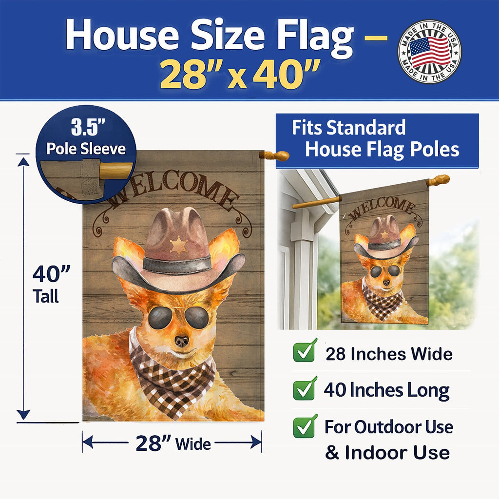 Toy Terrier Country Dog House Flag 28x40 Porch Sleeve Pole Decorative Outside Yard Banner Artwork Wall Hanging, Polyester
