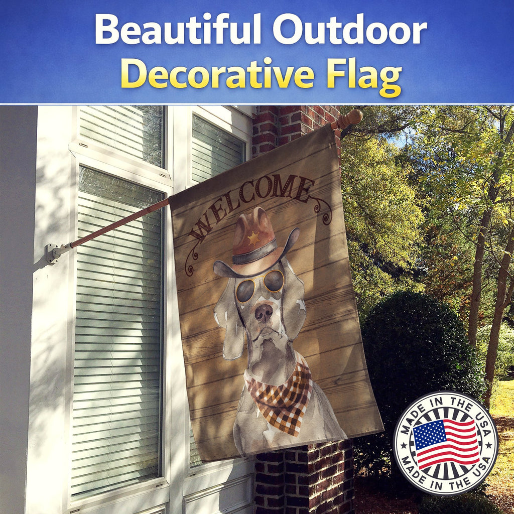 Weimaraner Country Dog House Flag 28x40 Porch Sleeve Pole Decorative Outside Yard Banner Artwork Wall Hanging, Polyester