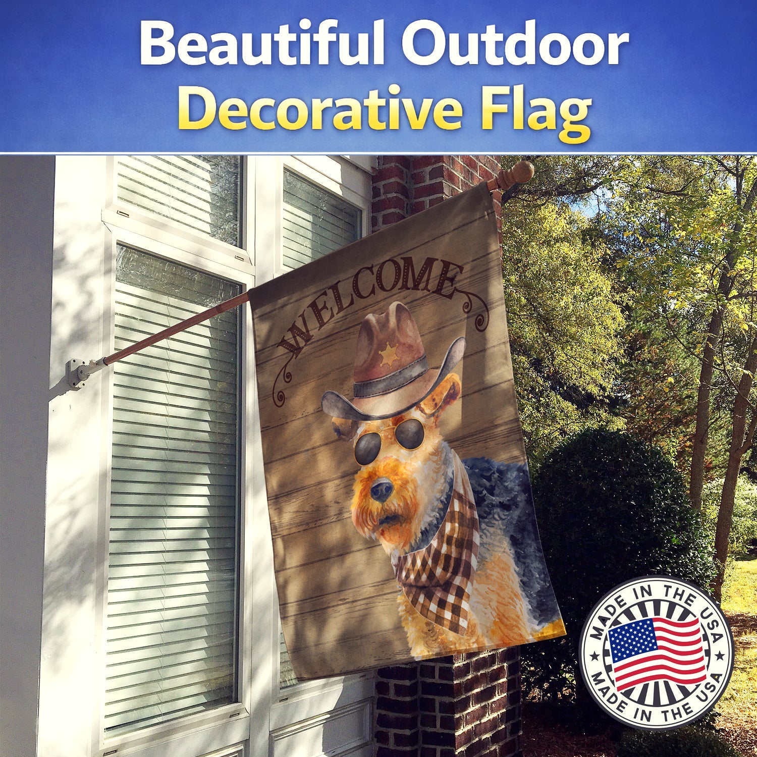 Welsh Terrier #2 Country Dog House Flag 28x40 Porch Sleeve Pole Decorative Outside Yard Banner Artwork Wall Hanging, Polyester