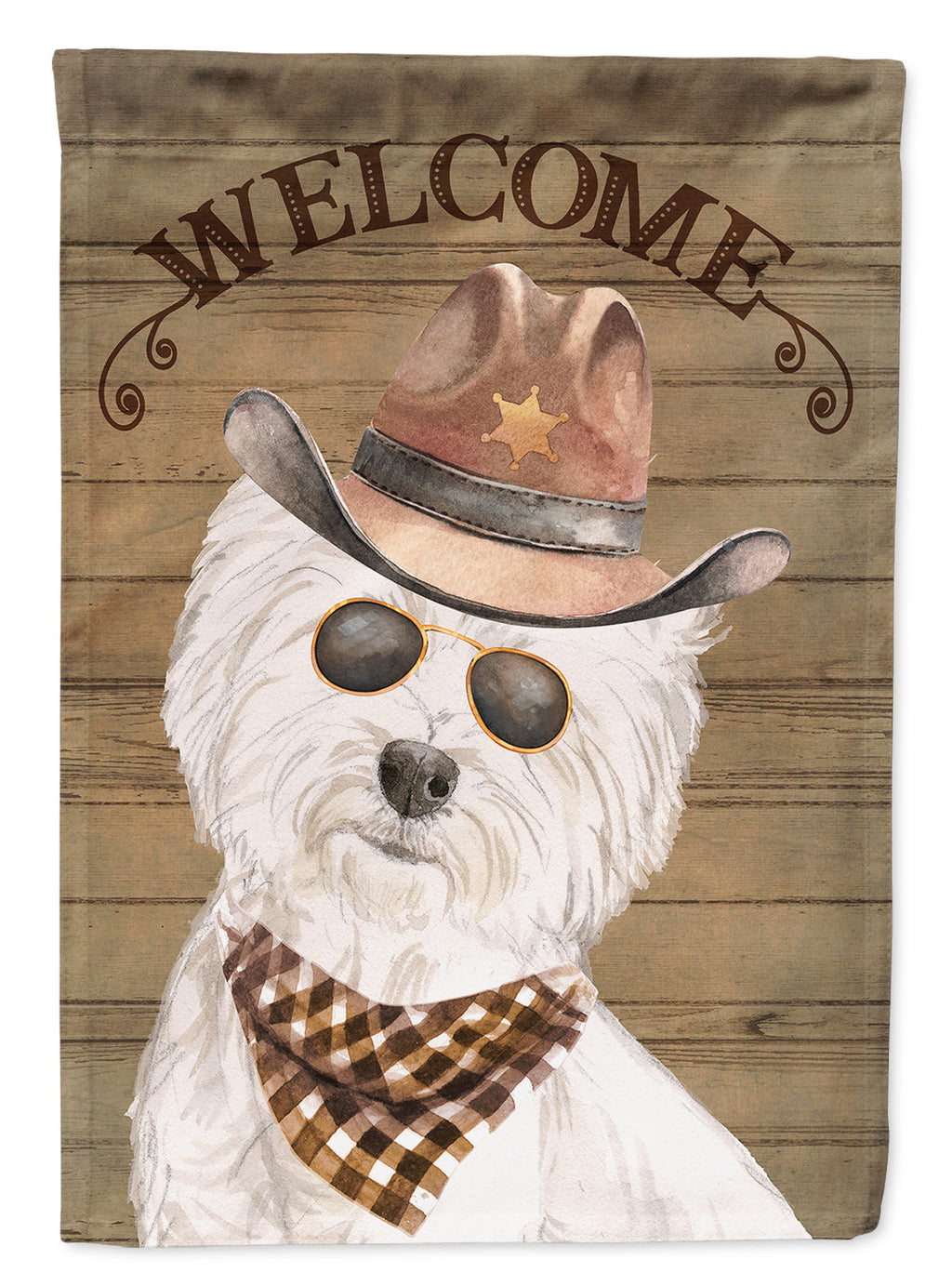 West Highland White Terrier Country Dog House Flag 28x40 Porch Sleeve Pole Decorative Outside Yard Banner Artwork Wall Hanging, Polyester