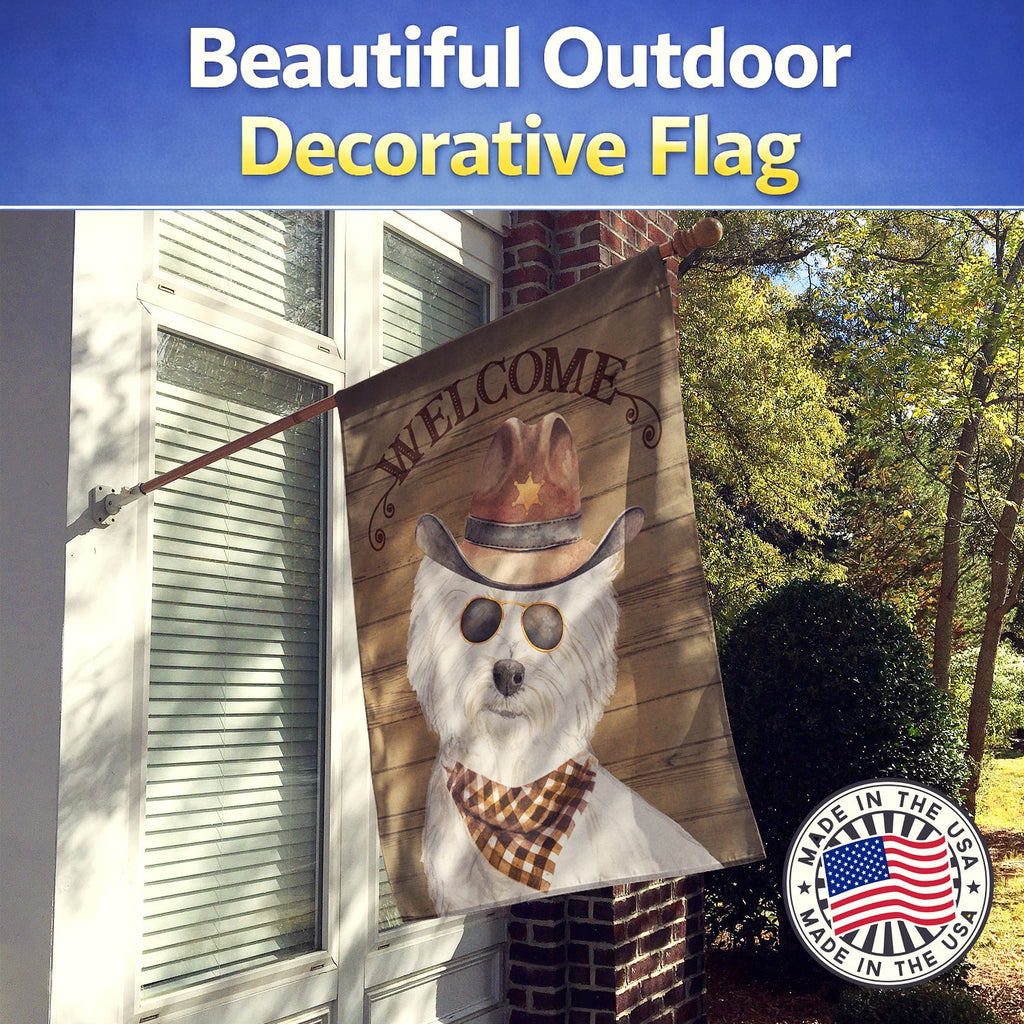 West Highland White Terrier Country Dog House Flag 28x40 Porch Sleeve Pole Decorative Outside Yard Banner Artwork Wall Hanging, Polyester