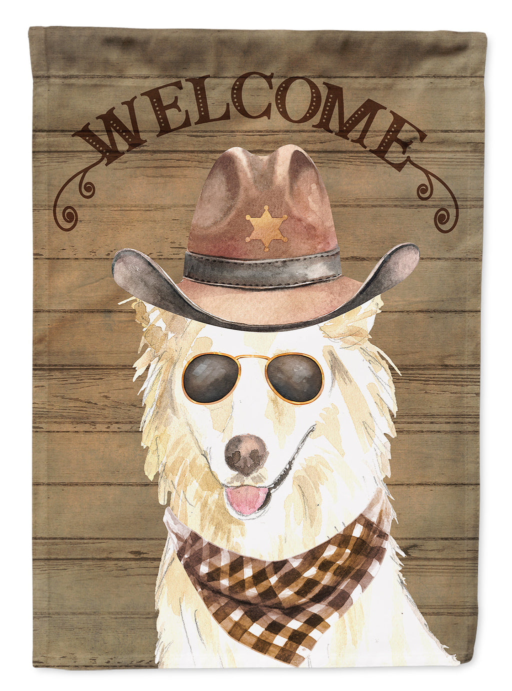 White Collie Country Dog House Flag 28x40 Porch Sleeve Pole Decorative Outside Yard Banner Artwork Wall Hanging, Polyester
