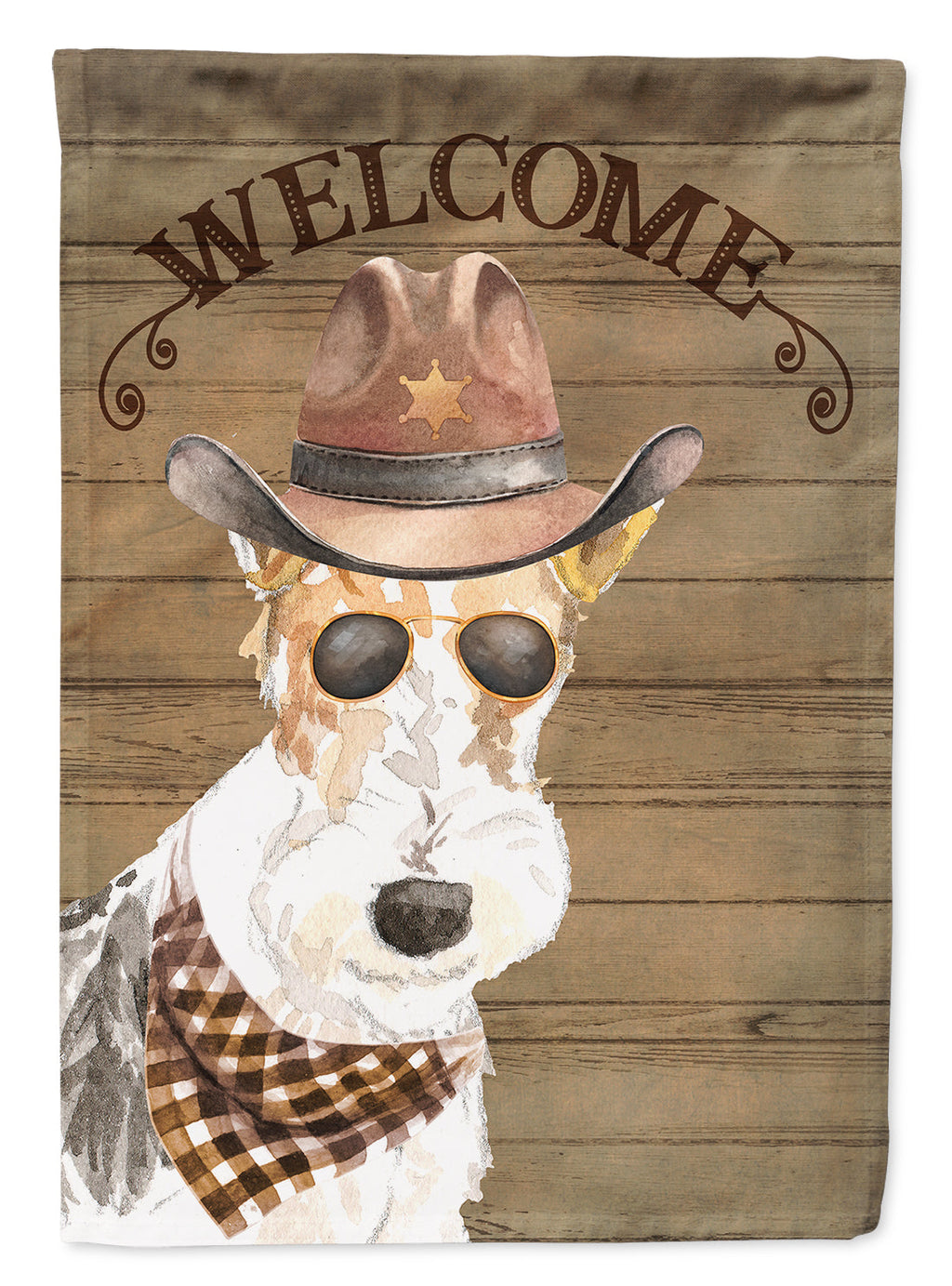 Fox Terrier Country Dog House Flag 28x40 Porch Sleeve Pole Decorative Outside Yard Banner Artwork Wall Hanging, Polyester