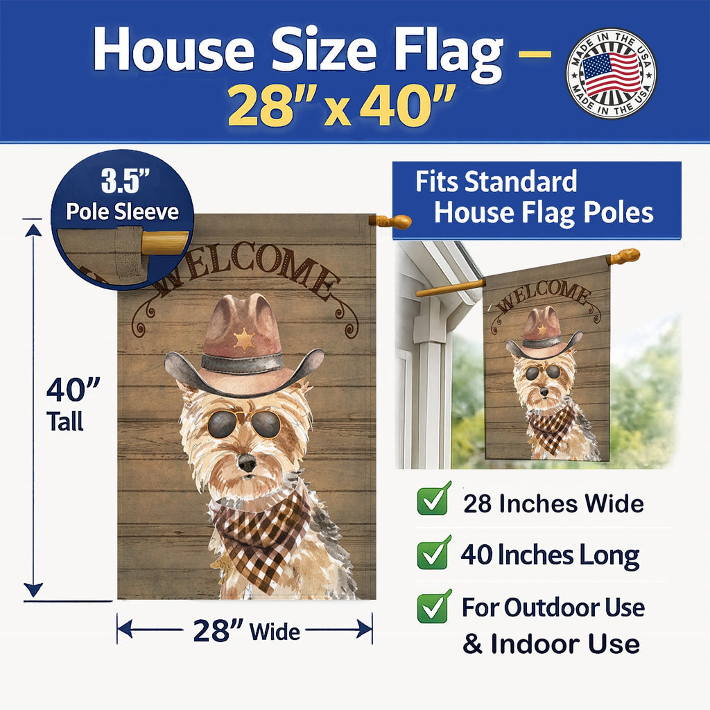 Yorkshire Terrier #2 Country Dog House Flag 28x40 Porch Sleeve Pole Decorative Outside Yard Banner Artwork Wall Hanging, Polyester