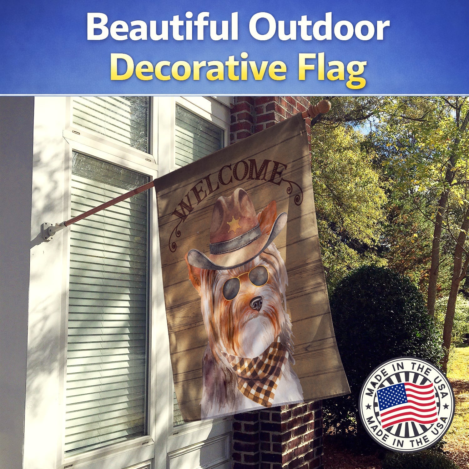 Yorkshire Terrier #3 Country Dog House Flag 28x40 Porch Sleeve Pole Decorative Outside Yard Banner Artwork Wall Hanging, Polyester