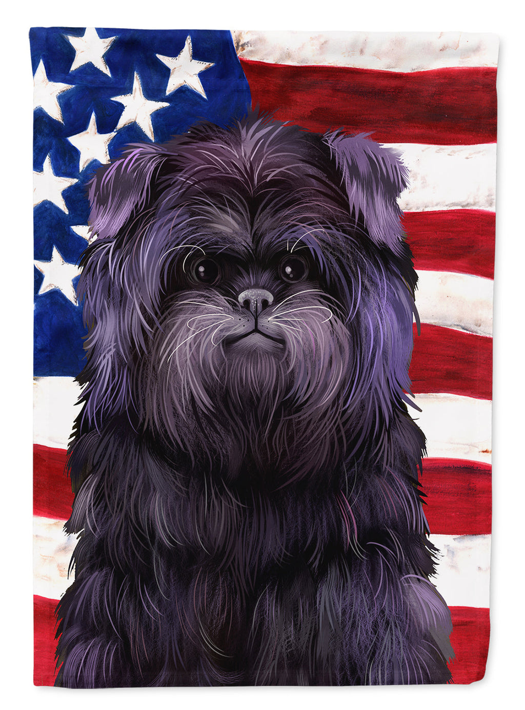 Affenpinscher American Flag House Flag 28x40 Porch Sleeve Pole Decorative Outside Yard Banner Artwork Wall Hanging, Polyester