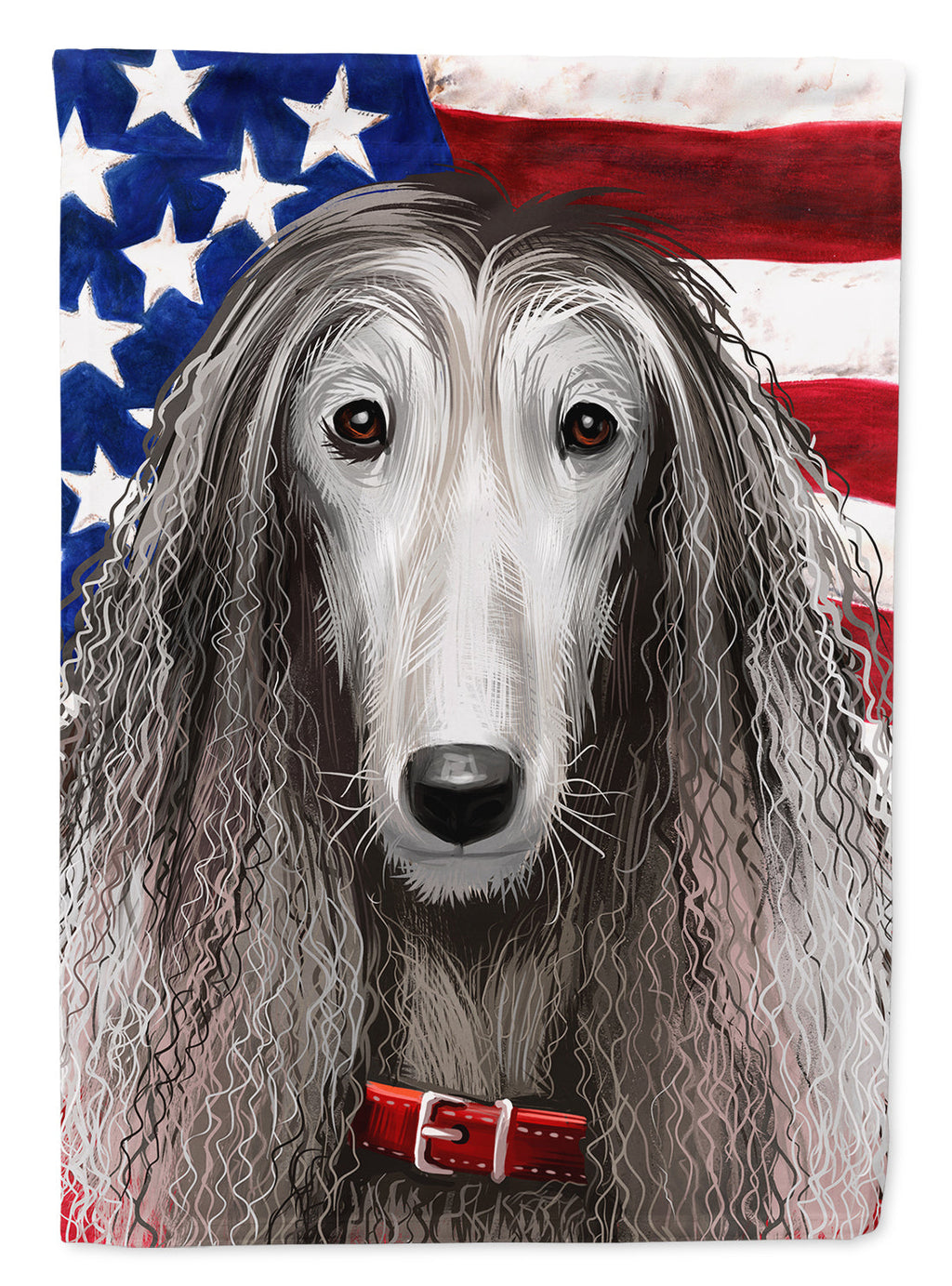 Afghan Hound American Flag House Flag 28x40 Porch Sleeve Pole Decorative Outside Yard Banner Artwork Wall Hanging, Polyester