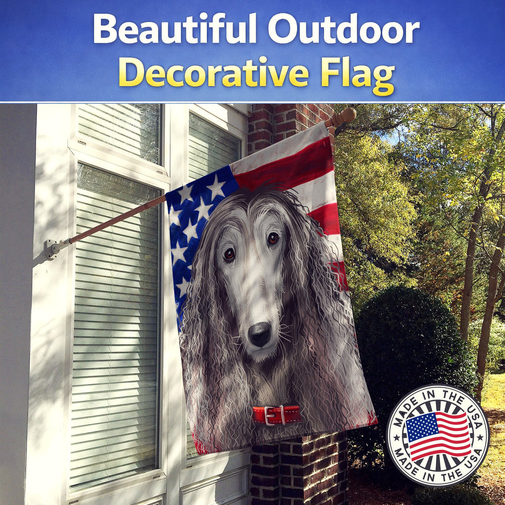 Afghan Hound American Flag House Flag 28x40 Porch Sleeve Pole Decorative Outside Yard Banner Artwork Wall Hanging, Polyester