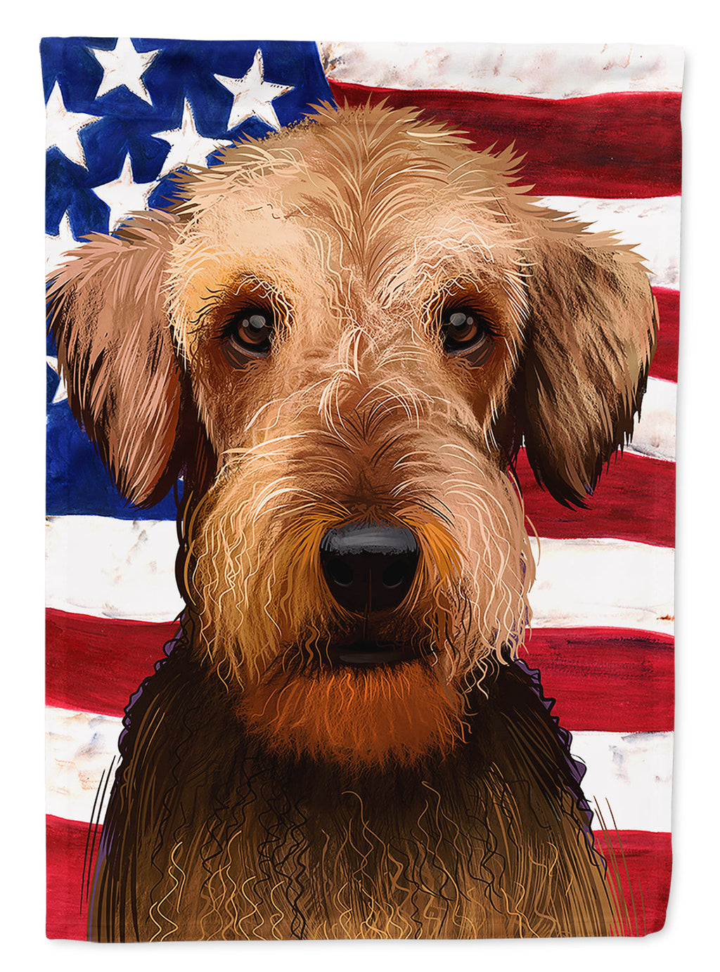 Airedale Terrier American Flag House Flag 28x40 Porch Sleeve Pole Decorative Outside Yard Banner Artwork Wall Hanging, Polyester