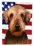 Airedale Terrier American Flag House Flag 28x40 Porch Sleeve Pole Decorative Outside Yard Banner Artwork Wall Hanging, Polyester