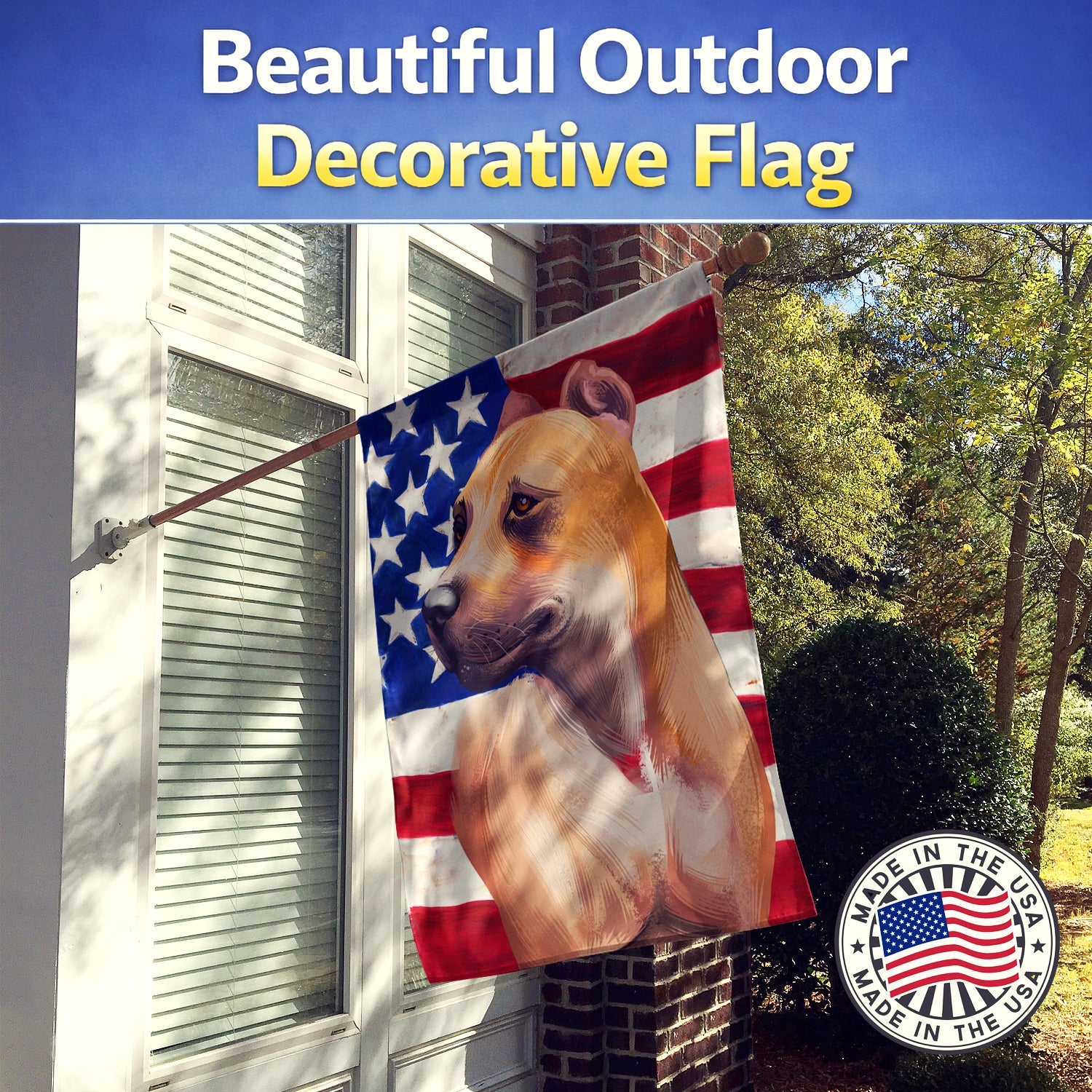 Alano Espanol American Flag House Flag 28x40 Porch Sleeve Pole Decorative Outside Yard Banner Artwork Wall Hanging, Polyester