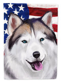 Alaskan Husky American Flag House Flag 28x40 Porch Sleeve Pole Decorative Outside Yard Banner Artwork Wall Hanging, Polyester
