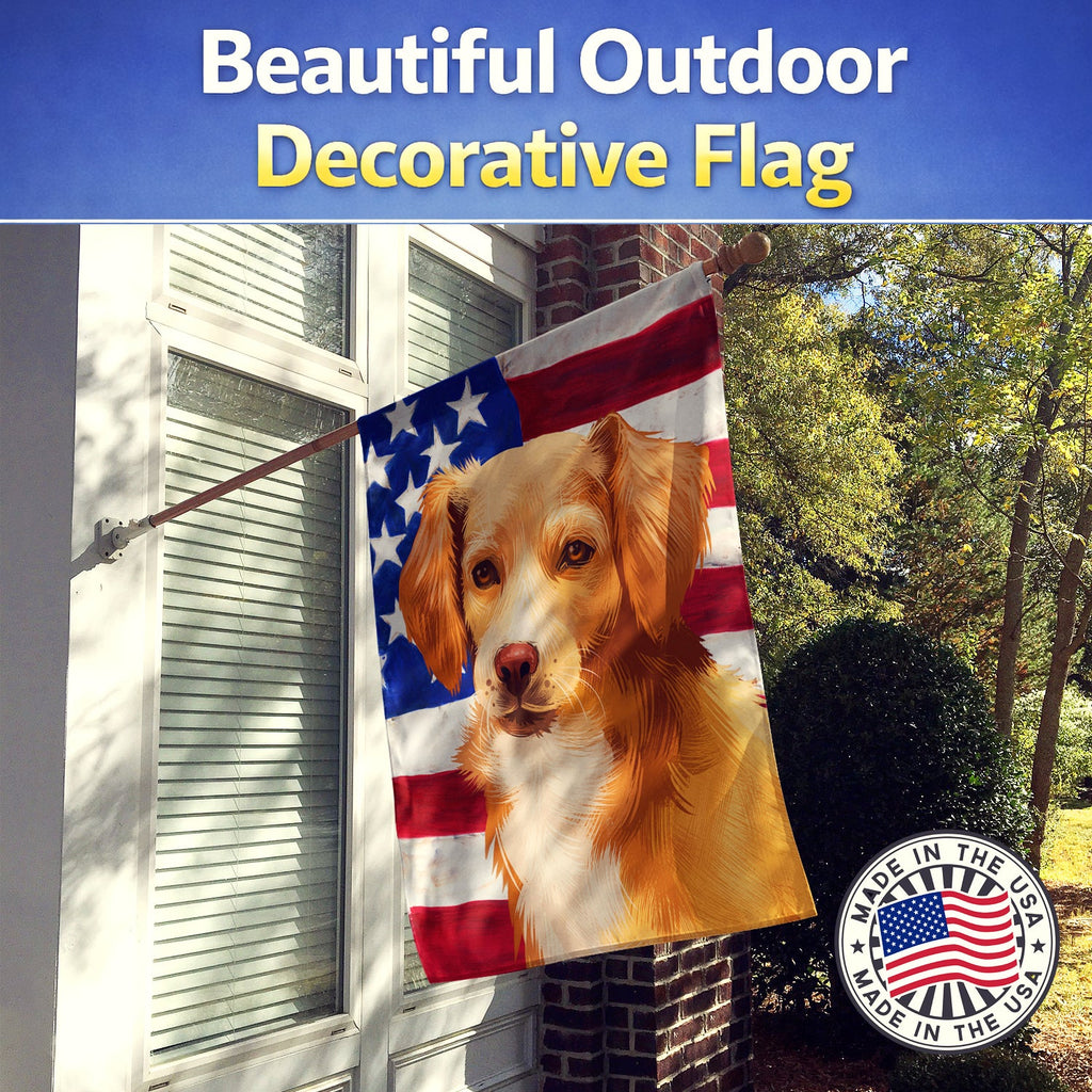 Alopekis Dog American Flag House Flag 28x40 Porch Sleeve Pole Decorative Outside Yard Banner Artwork Wall Hanging, Polyester