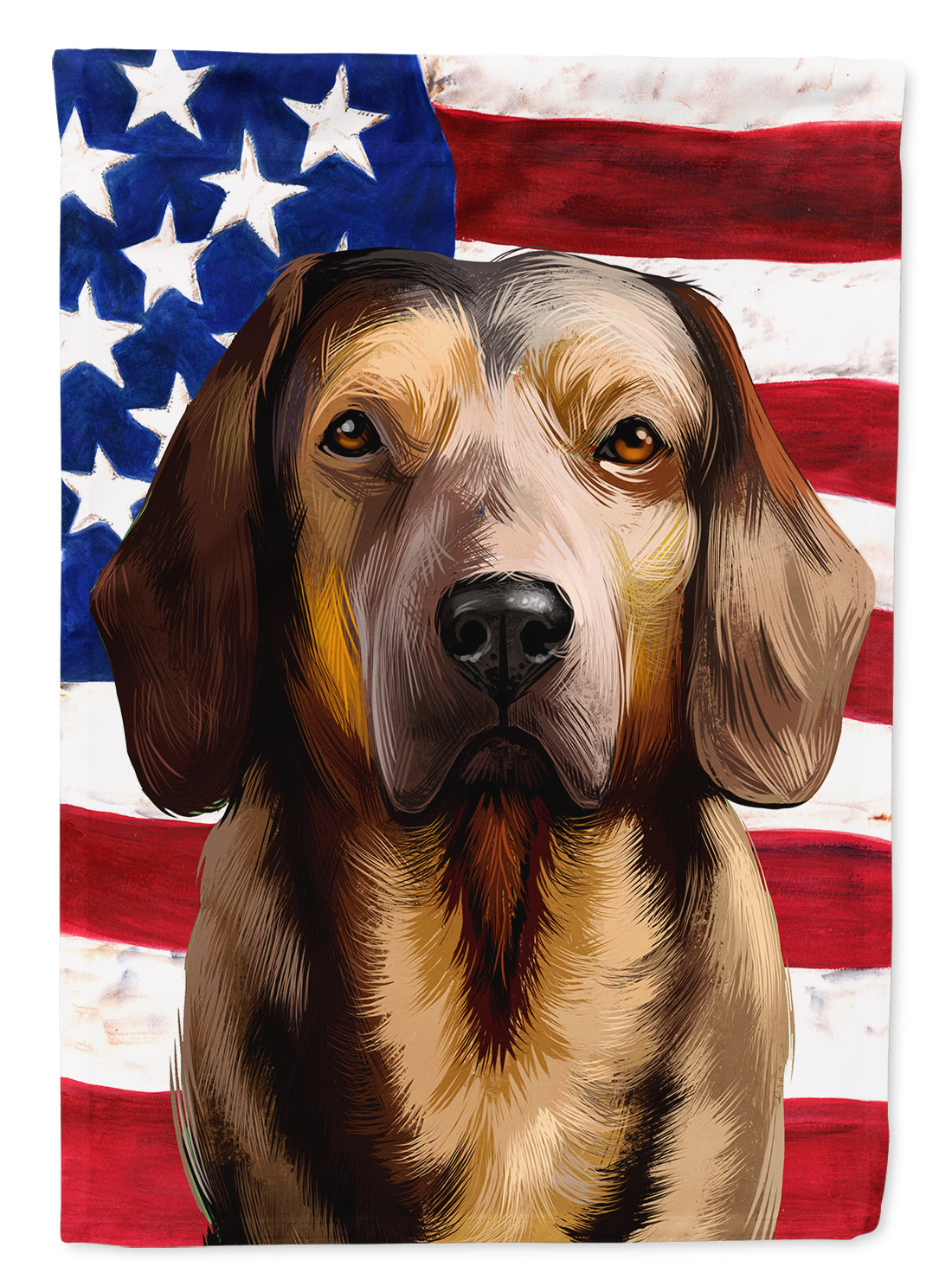 Alpine Dachsbracke American Flag House Flag 28x40 Porch Sleeve Pole Decorative Outside Yard Banner Artwork Wall Hanging, Polyester