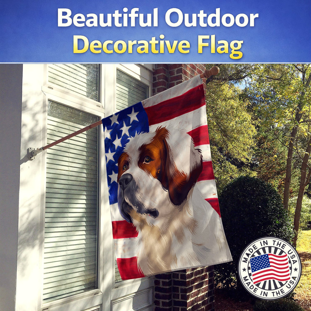 Alpine Mastiff American Flag House Flag 28x40 Porch Sleeve Pole Decorative Outside Yard Banner Artwork Wall Hanging, Polyester