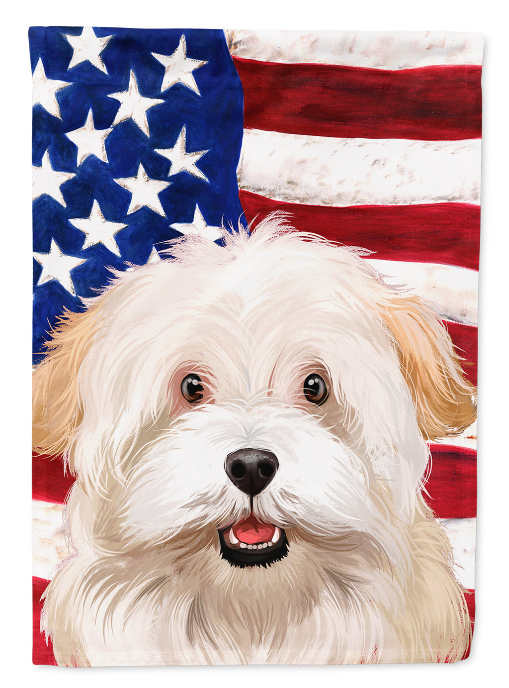 Alpine Spaniel American Flag House Flag 28x40 Porch Sleeve Pole Decorative Outside Yard Banner Artwork Wall Hanging, Polyester