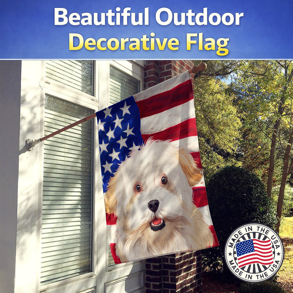 Alpine Spaniel American Flag House Flag 28x40 Porch Sleeve Pole Decorative Outside Yard Banner Artwork Wall Hanging, Polyester