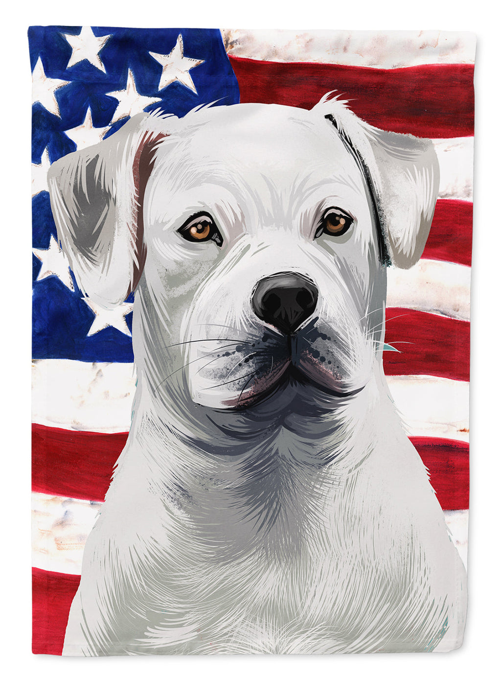 American Bulldog American Flag House Flag 28x40 Porch Sleeve Pole Decorative Outside Yard Banner Artwork Wall Hanging, Polyester