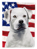 American Bulldog American Flag House Flag 28x40 Porch Sleeve Pole Decorative Outside Yard Banner Artwork Wall Hanging, Polyester