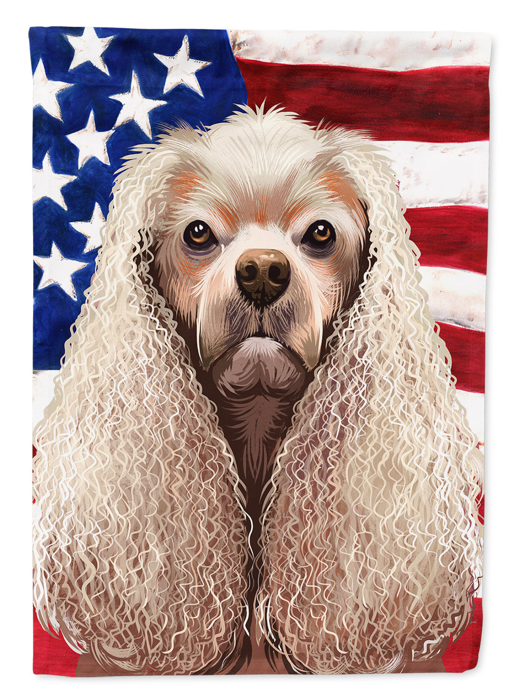 American Cocker Spaniel American Flag House Flag 28x40 Porch Sleeve Pole Decorative Outside Yard Banner Artwork Wall Hanging, Polyester