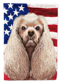 American Cocker Spaniel American Flag House Flag 28x40 Porch Sleeve Pole Decorative Outside Yard Banner Artwork Wall Hanging, Polyester
