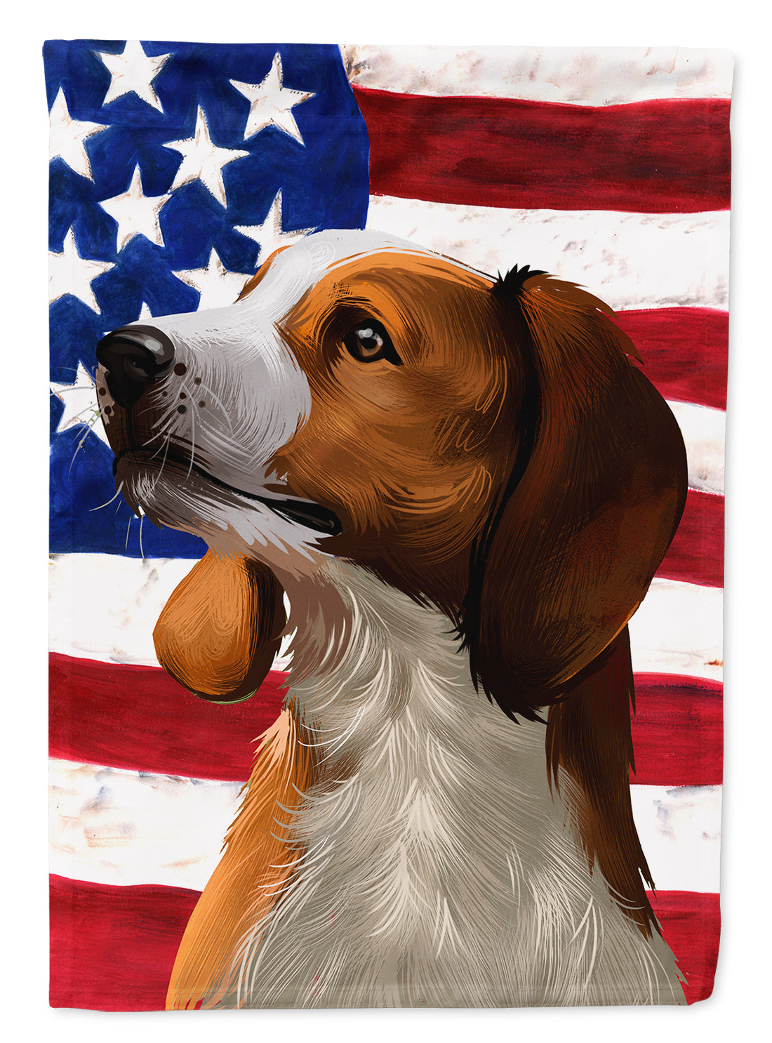 American English Coonhound American Flag House Flag 28x40 Porch Sleeve Pole Decorative Outside Yard Banner Artwork Wall Hanging, Polyester
