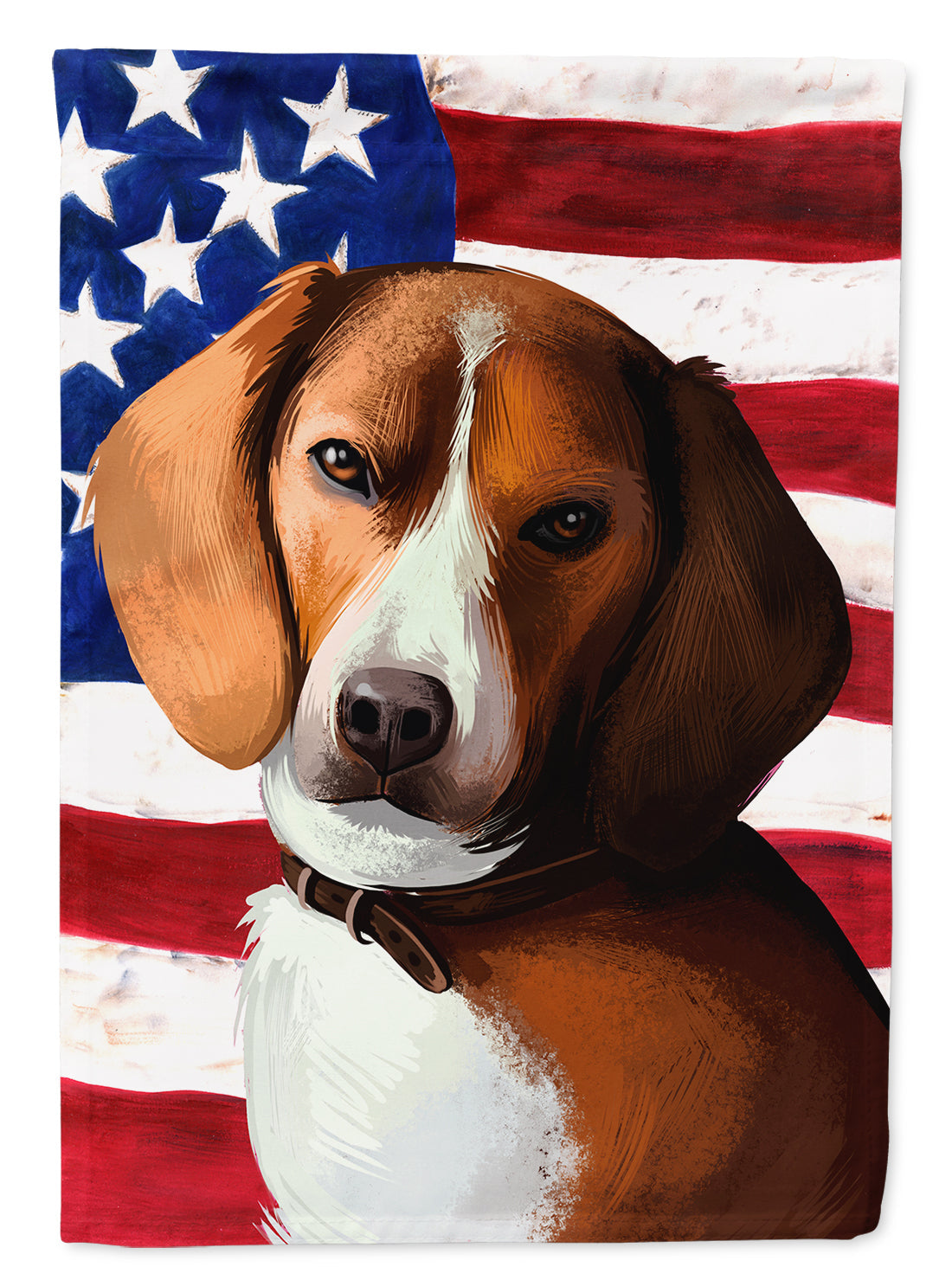 American Foxhound Dog American Flag House Flag 28x40 Porch Sleeve Pole Decorative Outside Yard Banner Artwork Wall Hanging, Polyester