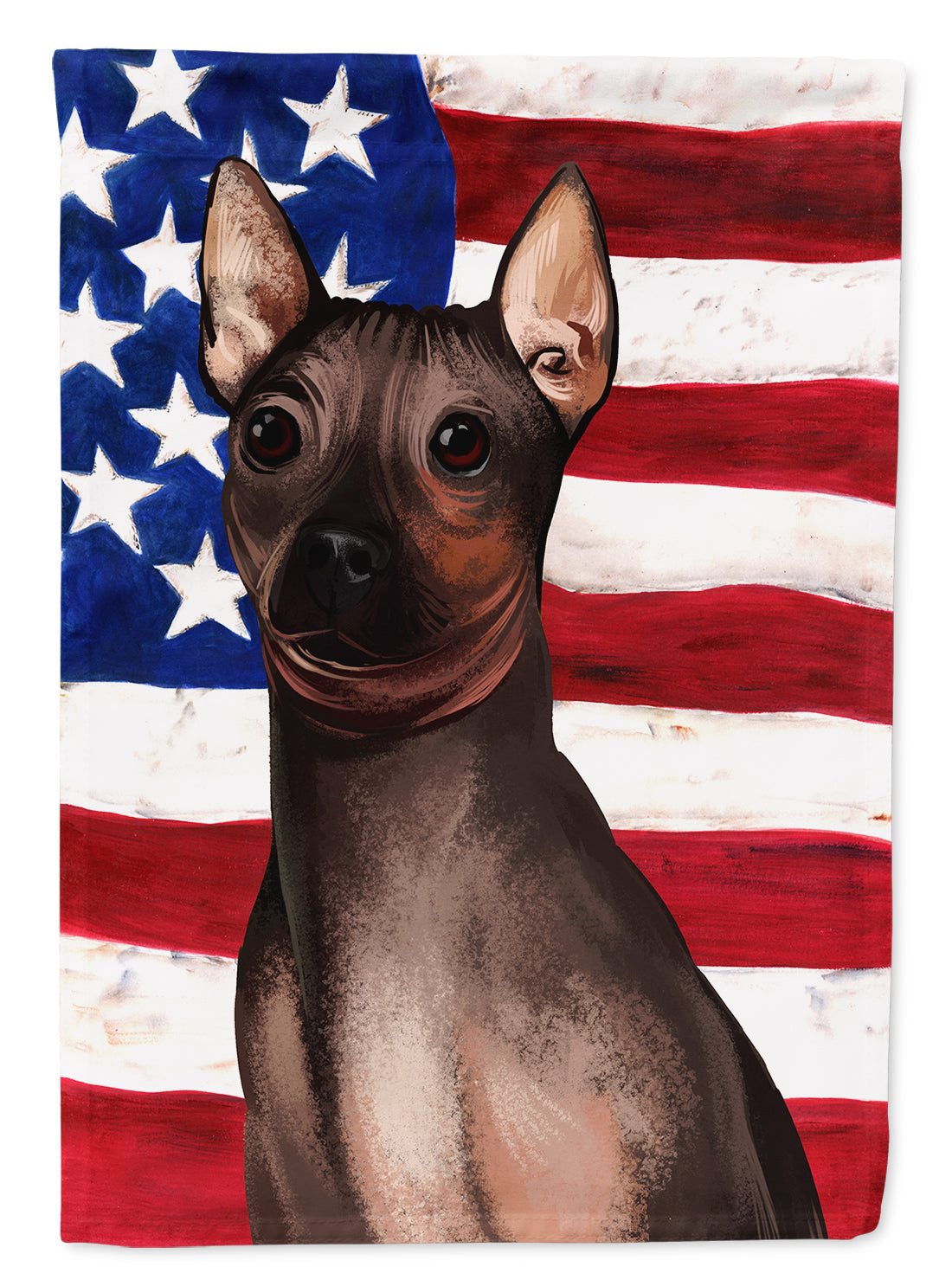American Hairless Terrier American Flag House Flag 28x40 Porch Sleeve Pole Decorative Outside Yard Banner Artwork Wall Hanging, Polyester