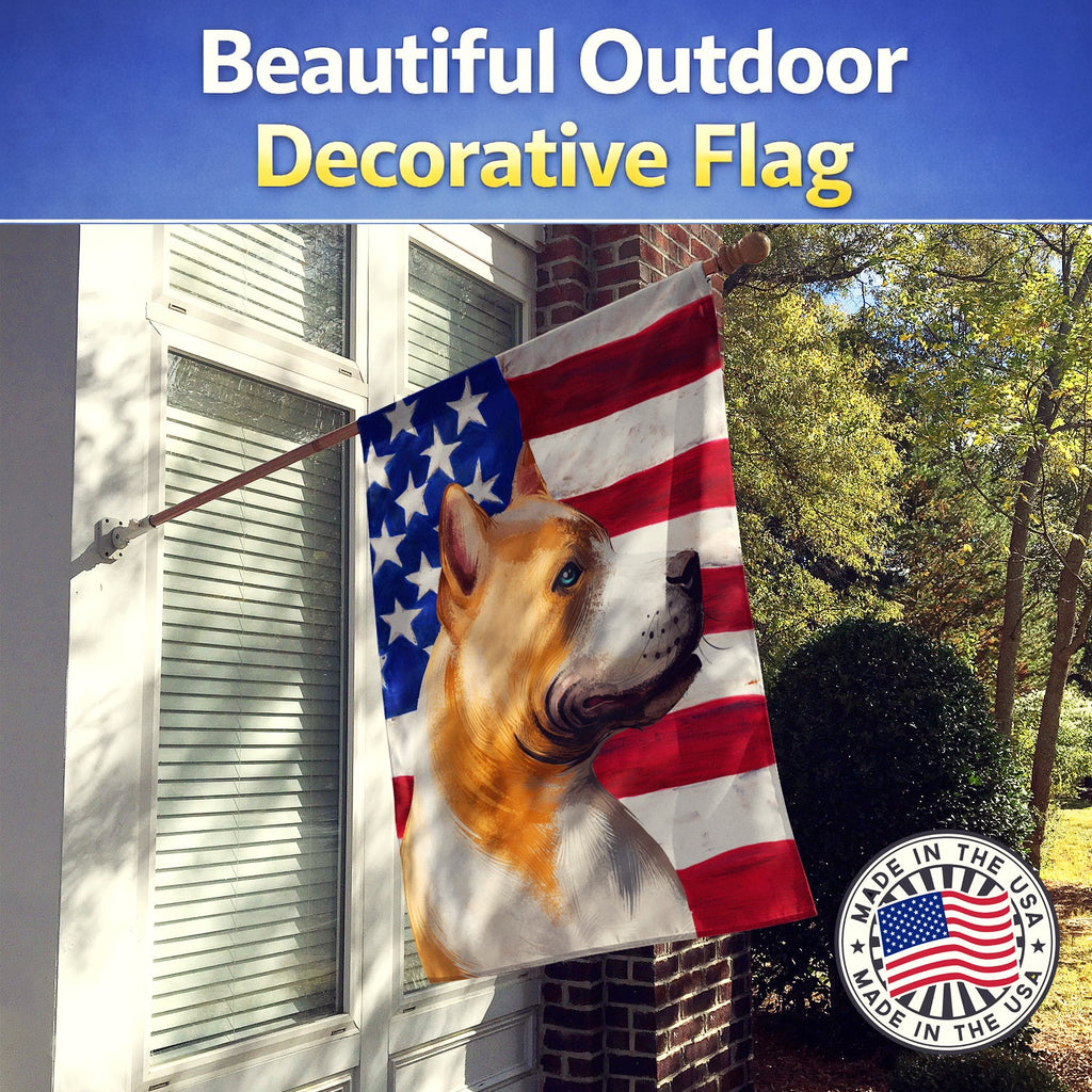 American Pit Bull Terrier American Flag House Flag 28x40 Porch Sleeve Pole Decorative Outside Yard Banner Artwork Wall Hanging, Polyester