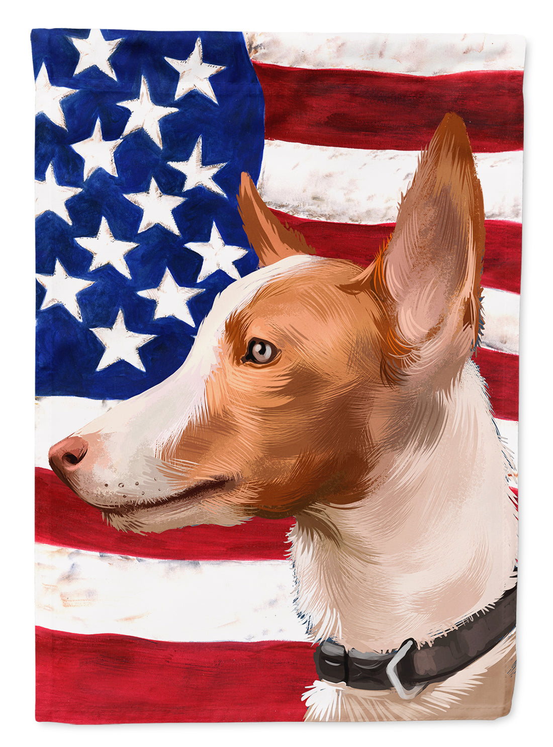 Andalusian Hound Dog American Flag House Flag 28x40 Porch Sleeve Pole Decorative Outside Yard Banner Artwork Wall Hanging, Polyester