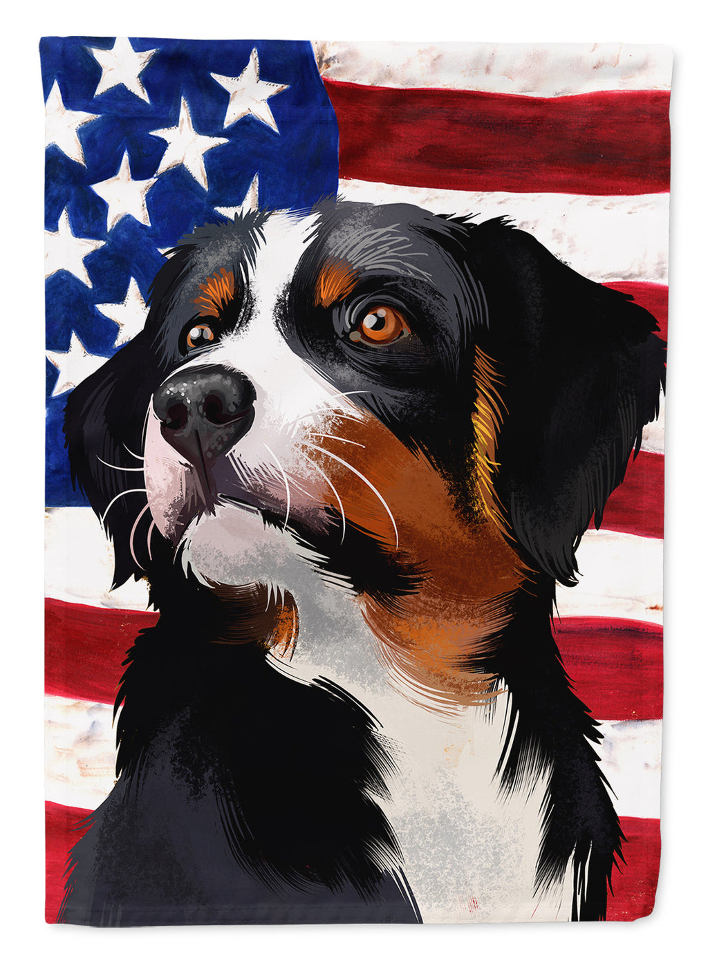 Appenzeller Sennenhund American Flag House Flag 28x40 Porch Sleeve Pole Decorative Outside Yard Banner Artwork Wall Hanging, Polyester