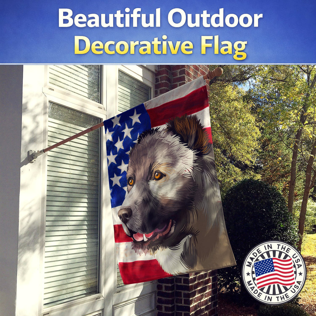 Armenian Gamper Dog American Flag House Flag 28x40 Porch Sleeve Pole Decorative Outside Yard Banner Artwork Wall Hanging, Polyester