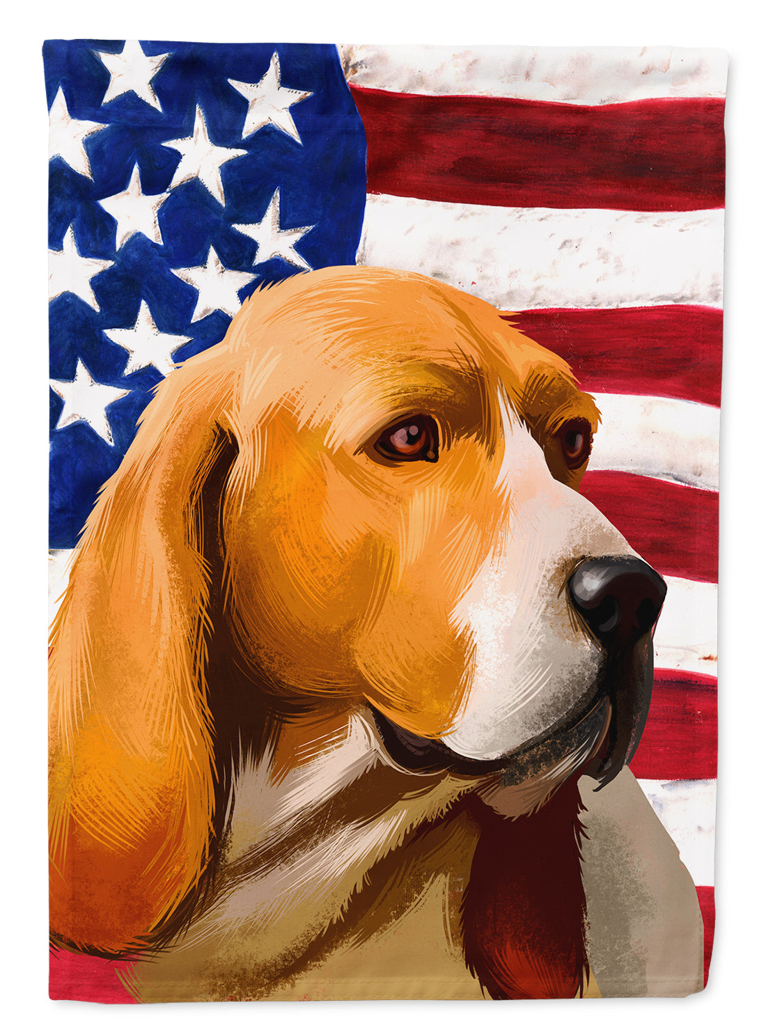 Artois Hound Dog American Flag House Flag 28x40 Porch Sleeve Pole Decorative Outside Yard Banner Artwork Wall Hanging, Polyester
