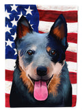 Australian Cattle Dog American Flag House Flag 28x40 Porch Sleeve Pole Decorative Outside Yard Banner Artwork Wall Hanging, Polyester