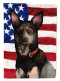 Australian Kelpie American Flag House Flag 28x40 Porch Sleeve Pole Decorative Outside Yard Banner Artwork Wall Hanging, Polyester