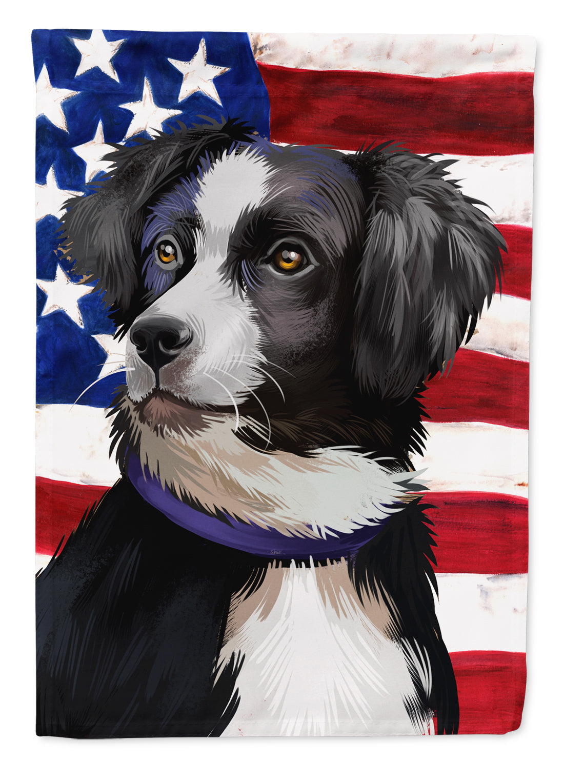 Australian Shepherd  American Flag House Flag 28x40 Porch Sleeve Pole Decorative Outside Yard Banner Artwork Wall Hanging, Polyester