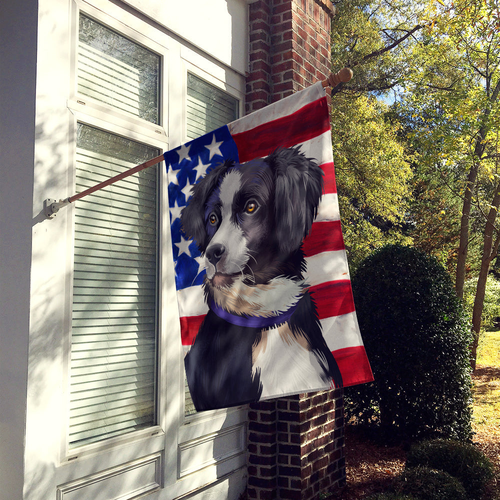 Australian Shepherd  American Flag House Flag 28x40 Porch Sleeve Pole Decorative Outside Yard Banner Artwork Wall Hanging, Polyester