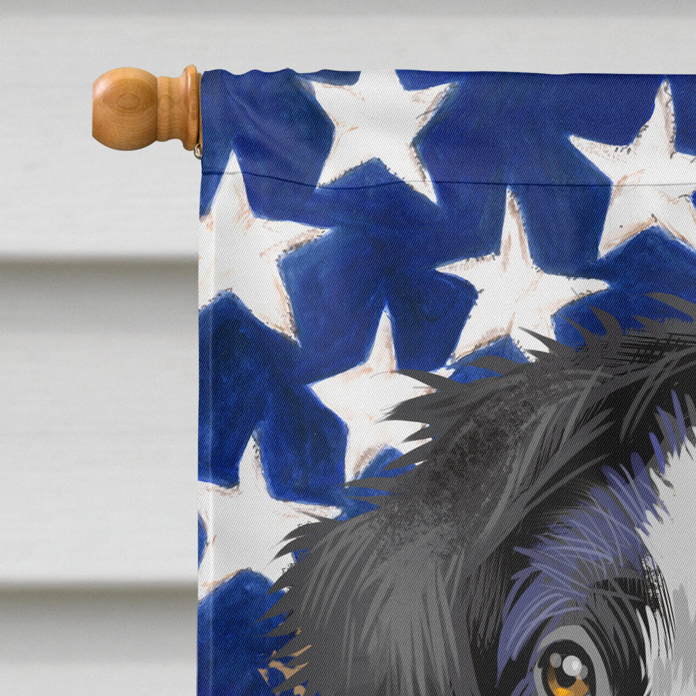 Australian Shepherd  American Flag House Flag 28x40 Porch Sleeve Pole Decorative Outside Yard Banner Artwork Wall Hanging, Polyester