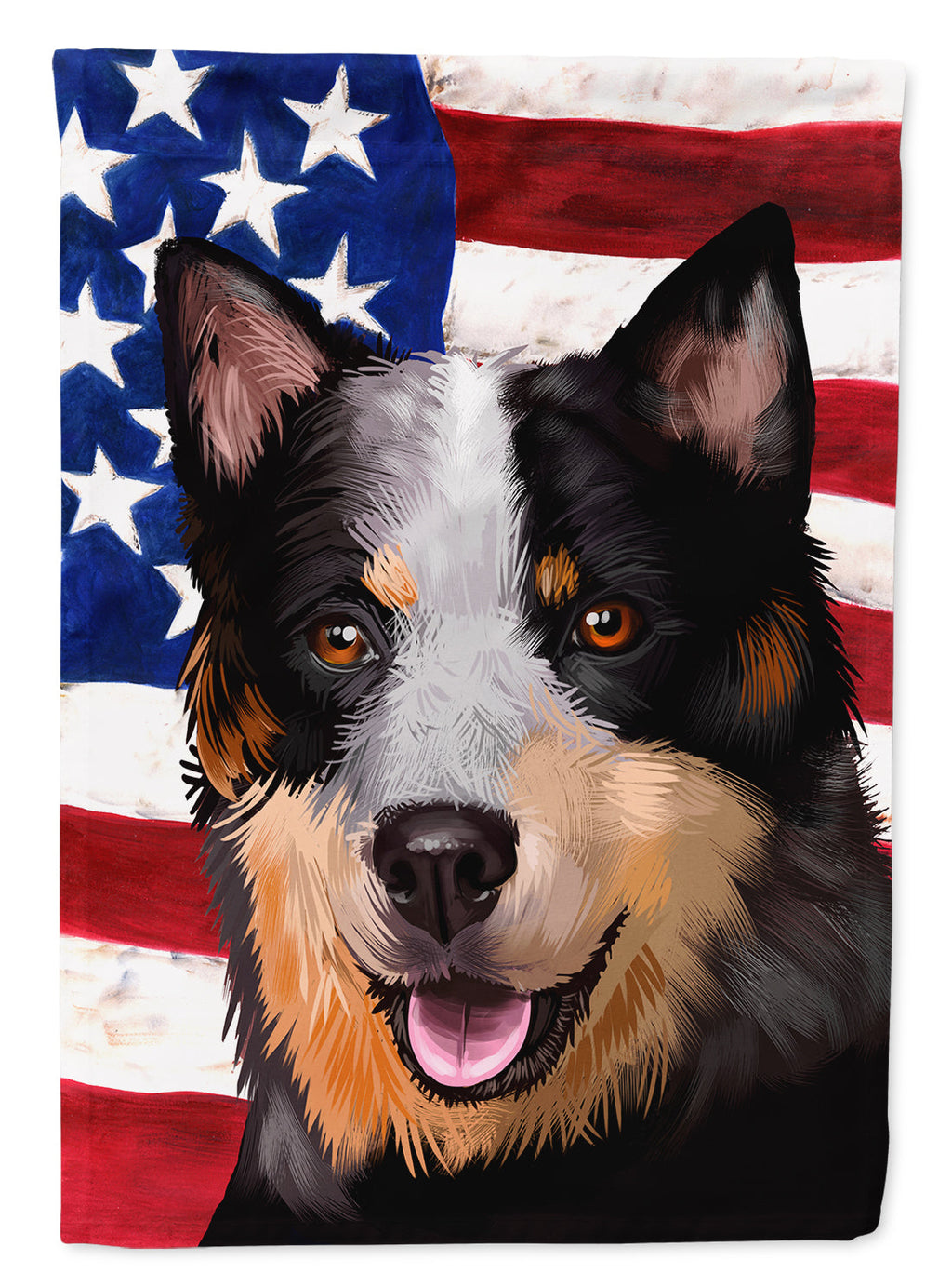 Australian Stumpy Tail Cattle Dog American Flag House Flag 28x40 Porch Sleeve Pole Decorative Outside Yard Banner Artwork Wall Hanging, Polyester