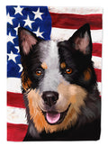 Australian Stumpy Tail Cattle Dog American Flag House Flag 28x40 Porch Sleeve Pole Decorative Outside Yard Banner Artwork Wall Hanging, Polyester