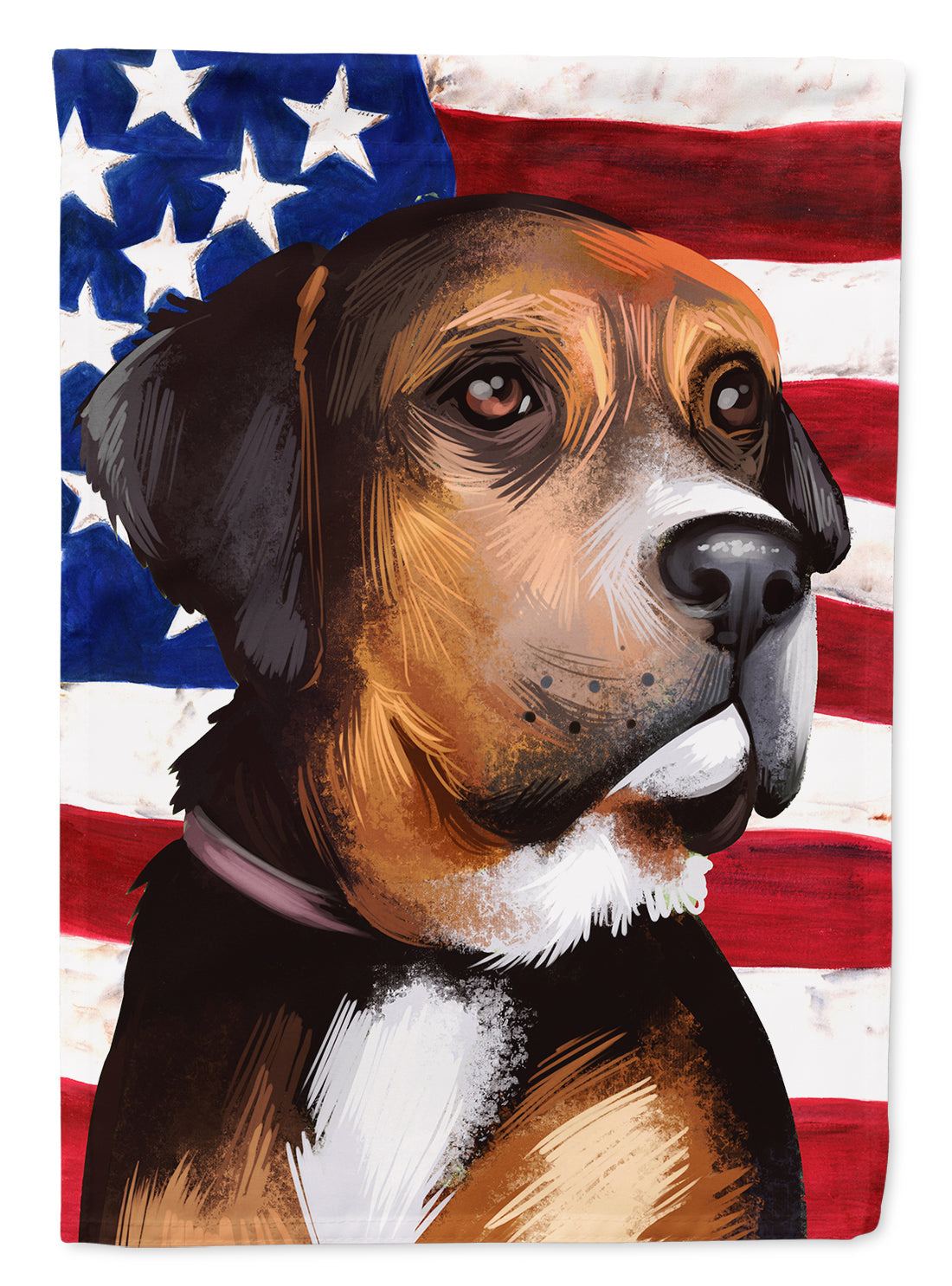 Austrian Black and Tan Hound American Flag House Flag 28x40 Porch Sleeve Pole Decorative Outside Yard Banner Artwork Wall Hanging, Polyester
