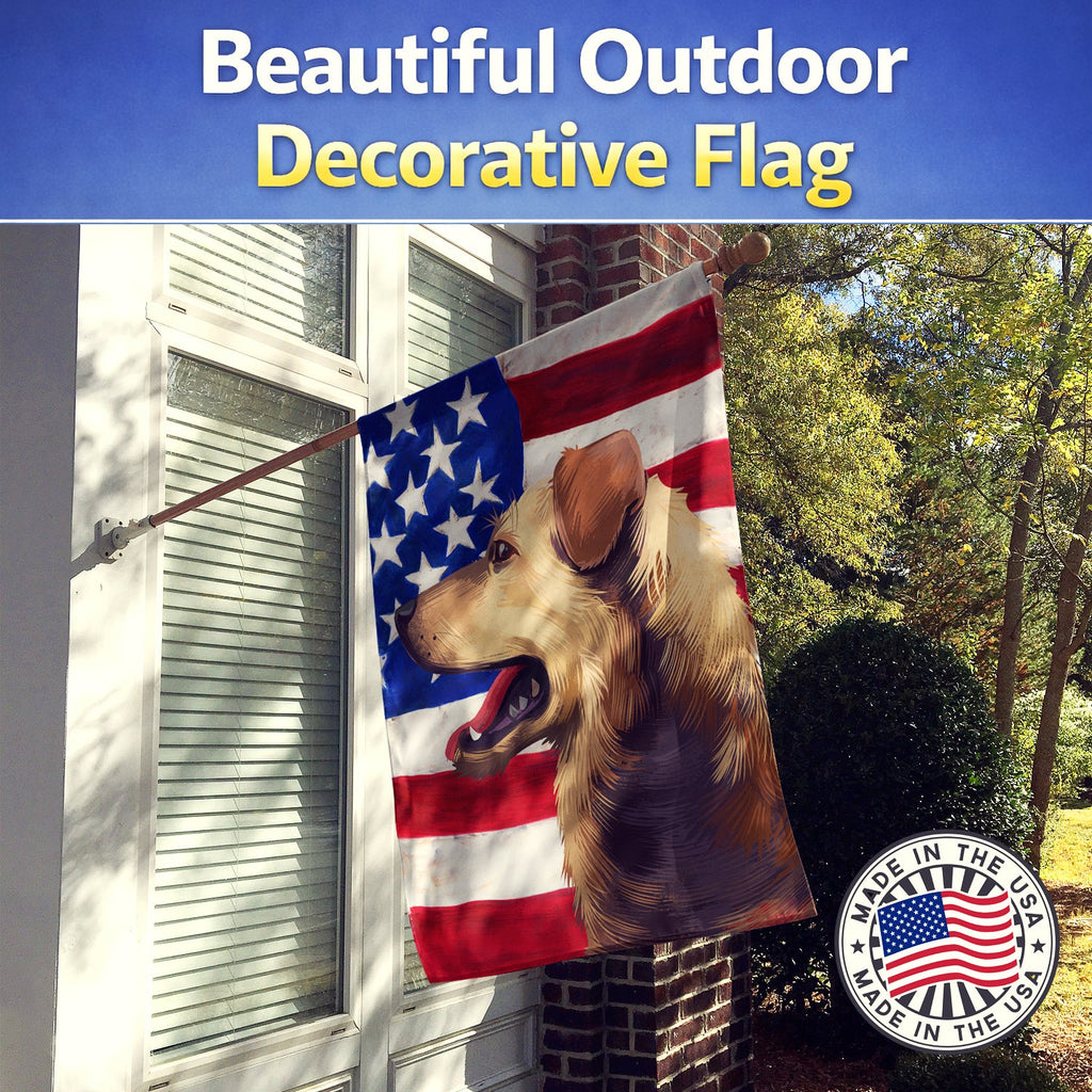 Austrian Pinscher American Flag House Flag 28x40 Porch Sleeve Pole Decorative Outside Yard Banner Artwork Wall Hanging, Polyester