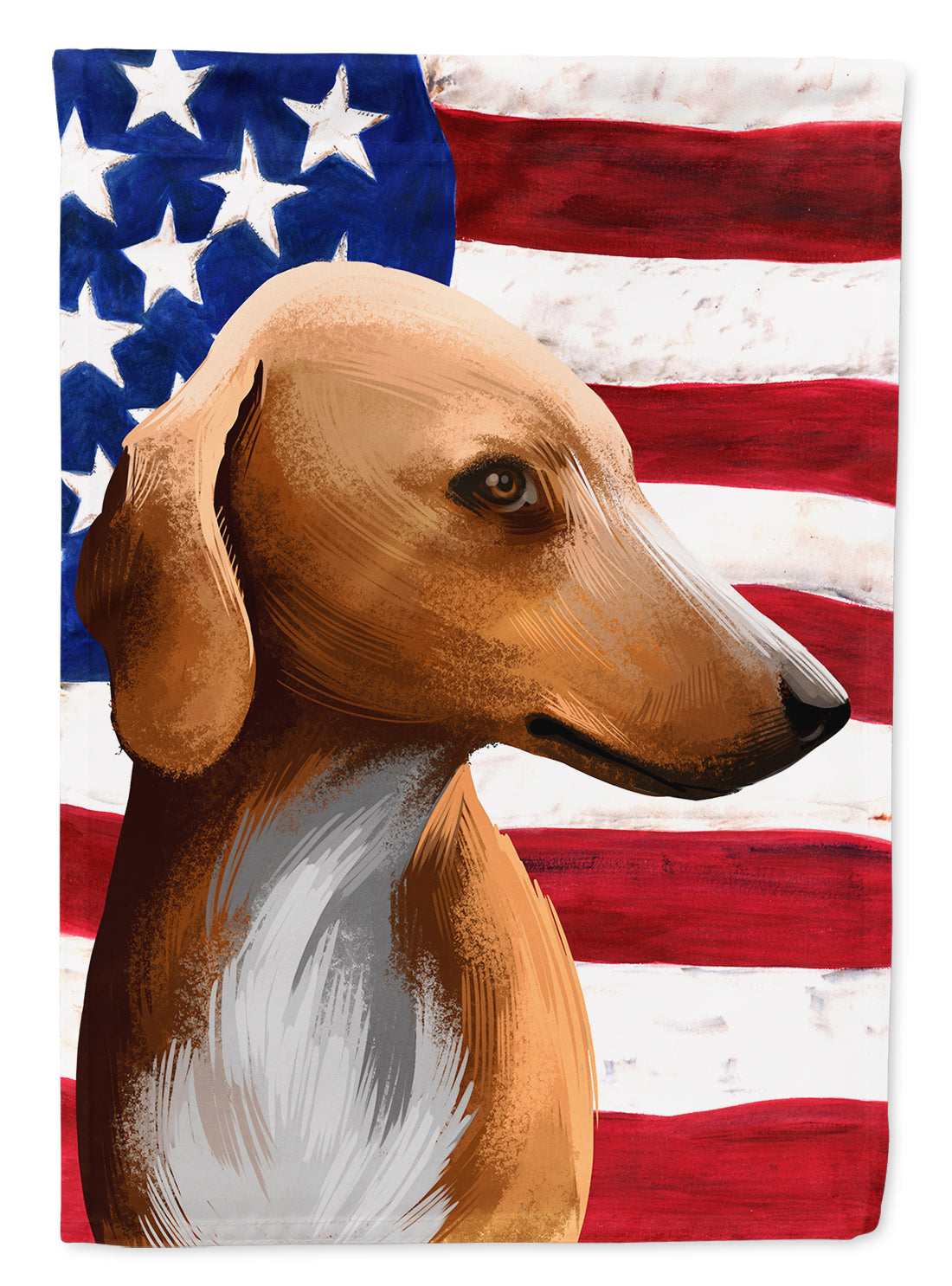 Azawakh Hound American Flag House Flag 28x40 Porch Sleeve Pole Decorative Outside Yard Banner Artwork Wall Hanging, Polyester