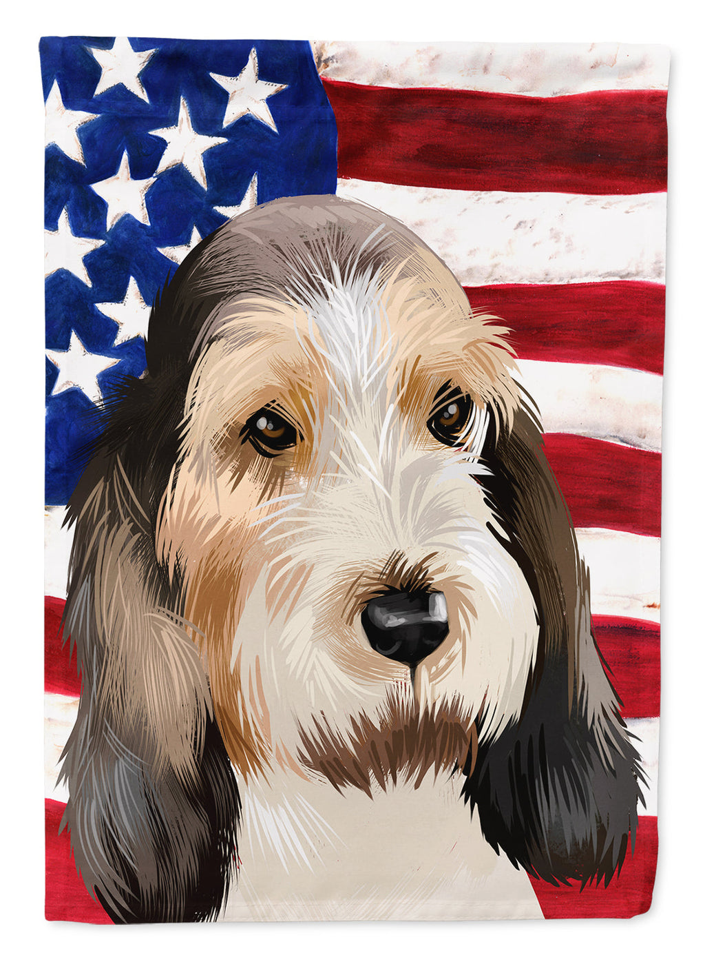 Grand Basset Griffon Vendeen American Flag House Flag 28x40 Porch Sleeve Pole Decorative Outside Yard Banner Artwork Wall Hanging, Polyester