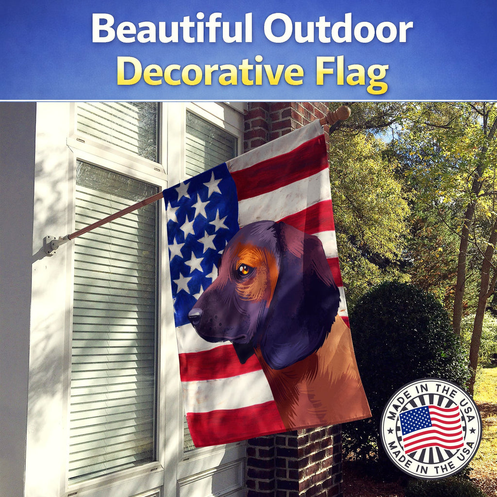 Bavarian Mountain Hound American Flag House Flag 28x40 Porch Sleeve Pole Decorative Outside Yard Banner Artwork Wall Hanging, Polyester