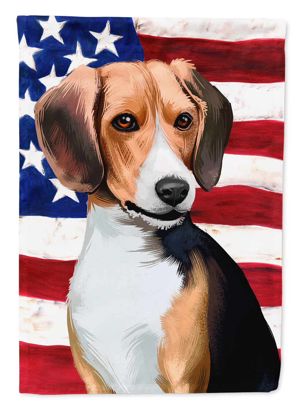 Beagle American Flag House Flag 28x40 Porch Sleeve Pole Decorative Outside Yard Banner Artwork Wall Hanging, Polyester