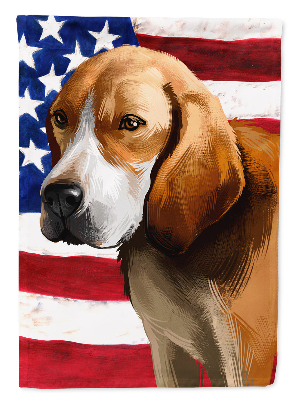 Beagle-Harrier American Flag House Flag 28x40 Porch Sleeve Pole Decorative Outside Yard Banner Artwork Wall Hanging, Polyester